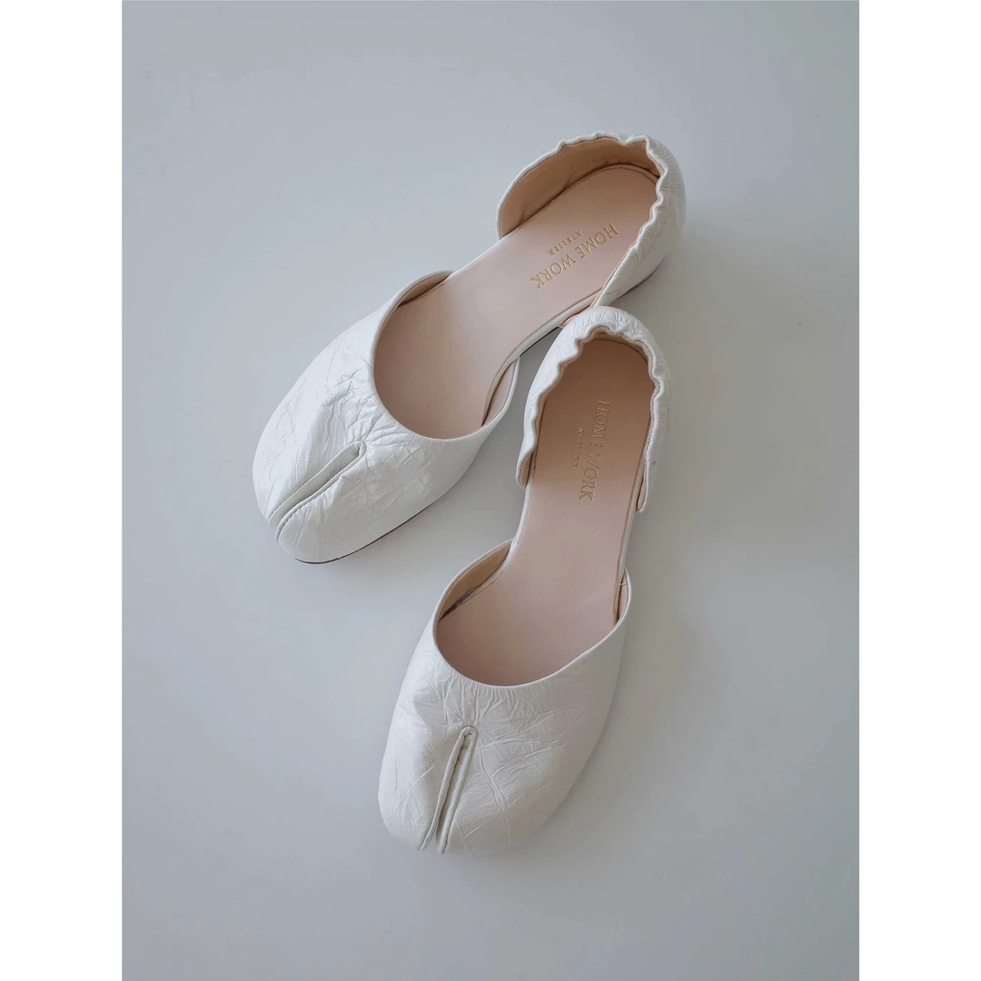 时尚百搭舒适原创设计师tabi分趾忍者牛皮手工低跟包头凉鞋女单鞋