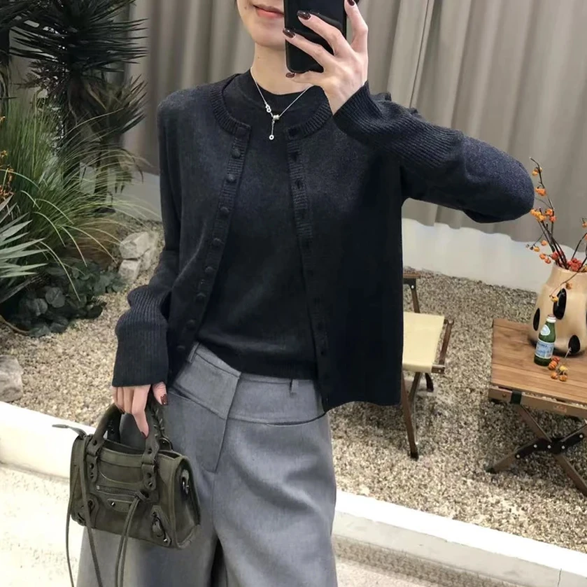 高级感开衫外套针织衫时髦显瘦百搭别致上衣背心两件套