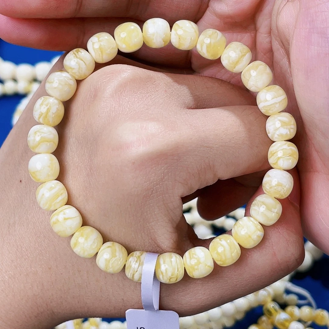 琥珀未镶嵌裸石8瓷白虎皮妖花