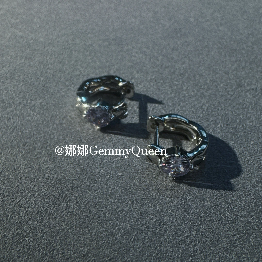 铜合金锆石耳饰 娜娜GemmyQueen耳环紫色锆GQ10758