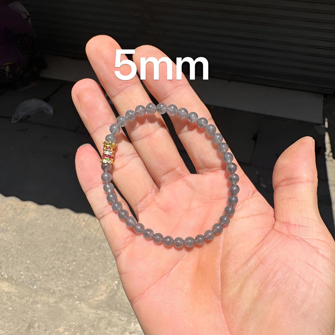 0524(小哪吒在源头)高冰种翡翠乌鸡手串尺寸5mm肉细杠味荧光足