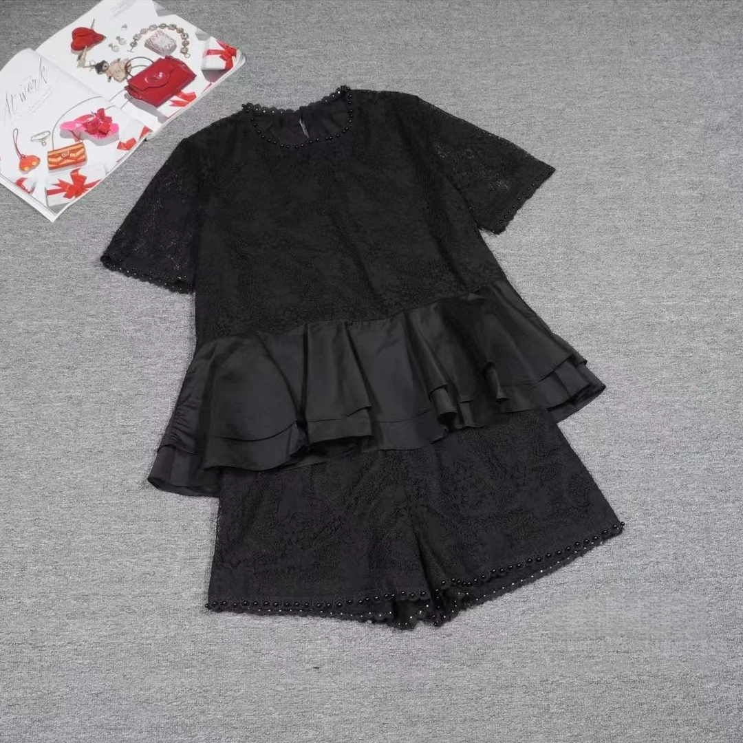 Manmi   设计款镂空钩花蕾丝套装   8919（C4）