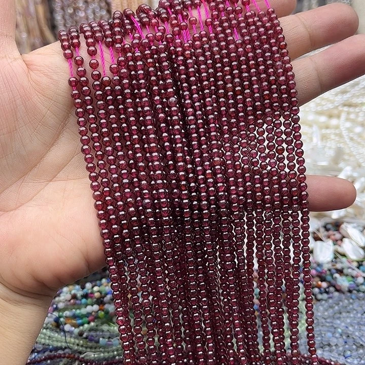 玛瑙/玉髓未镶嵌珠宝半成品一条3mm左右石榴石