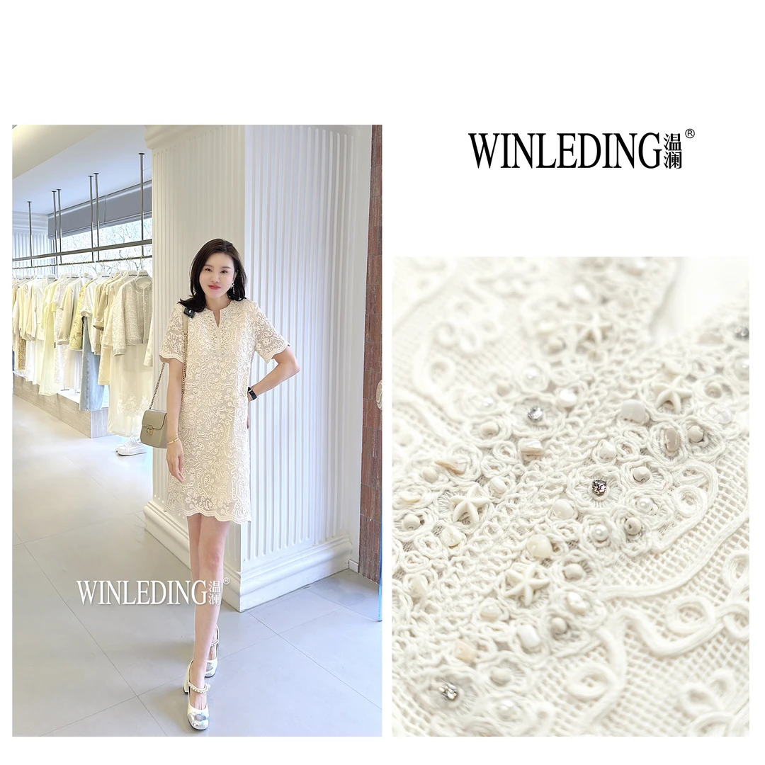 温澜服饰·雅“梵花里”重工立体钉珠连衣裙子2025新款高级感女90566