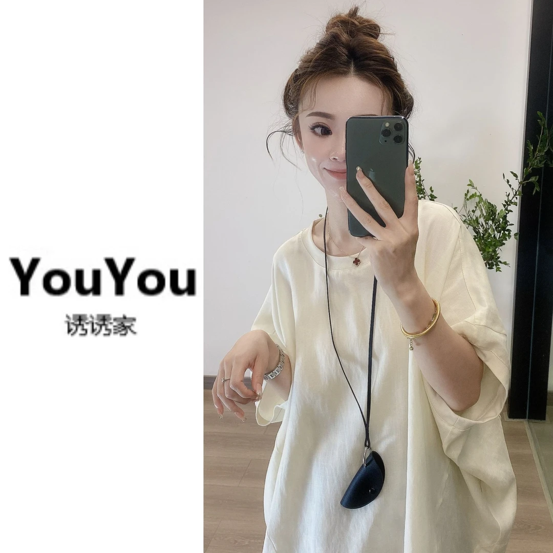 法式气质蝙蝠袖短袖女夏季薄款宽松设计小众高级感上衣