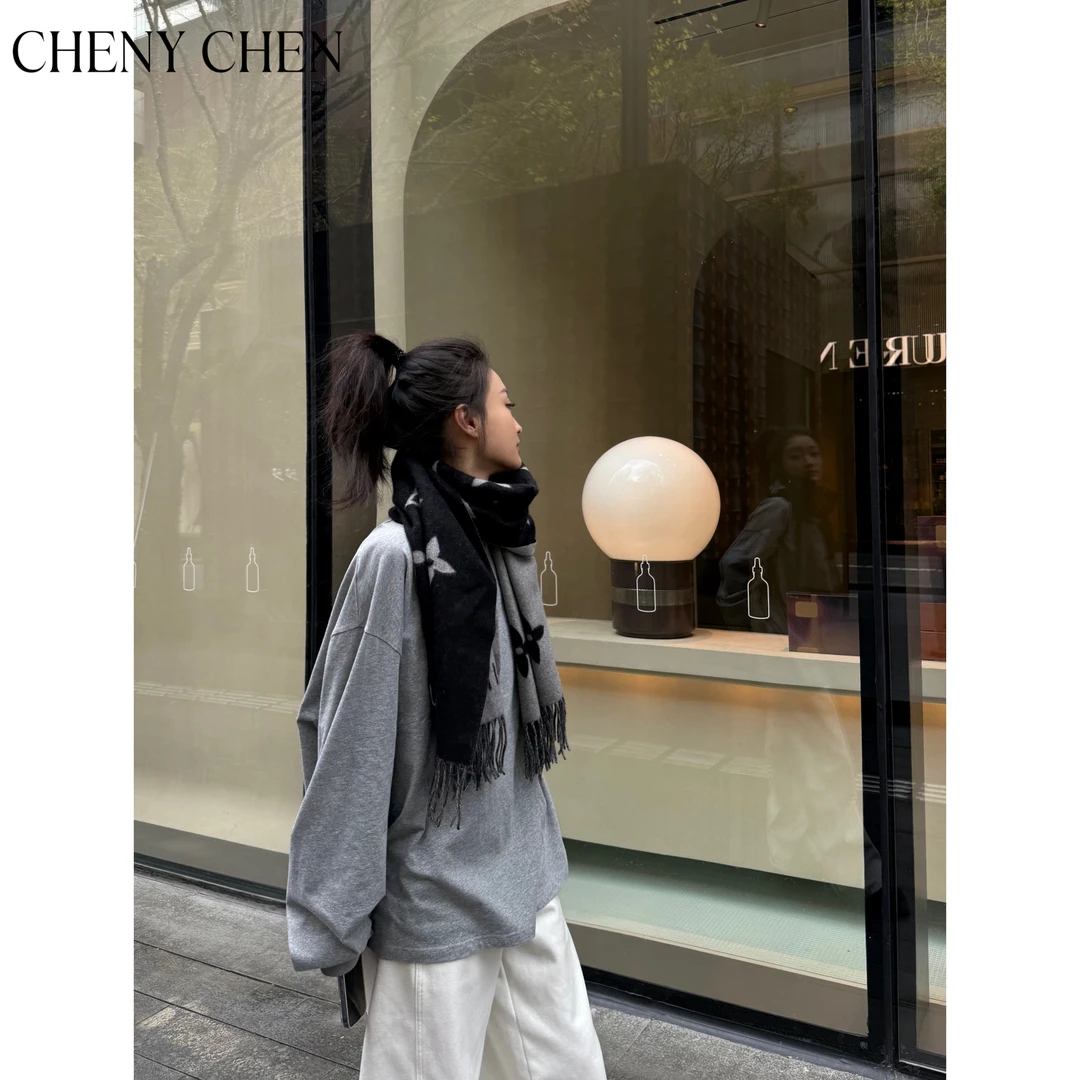 【孙大海专属】中性女极简风感纯色宽松秋冬慵懒风T恤CY-WW020