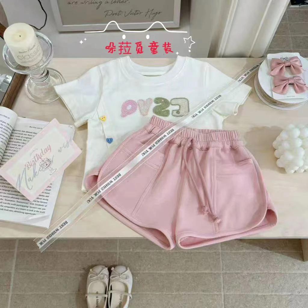 【哚菈觅童装】2025夏季新款小童宝宝韩版时尚运动休闲T恤短款套装