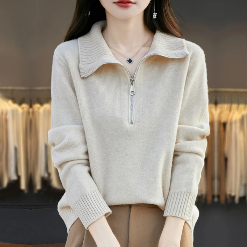 胖mm秋冬大码翻领毛衣女2025新款遮肚子内搭100纯羊毛针织打底衫