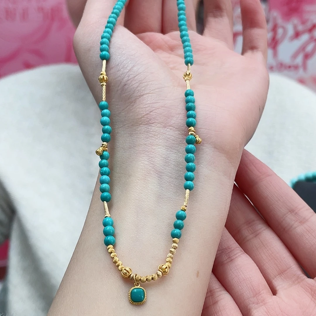 绿松石颈饰18K金镶嵌