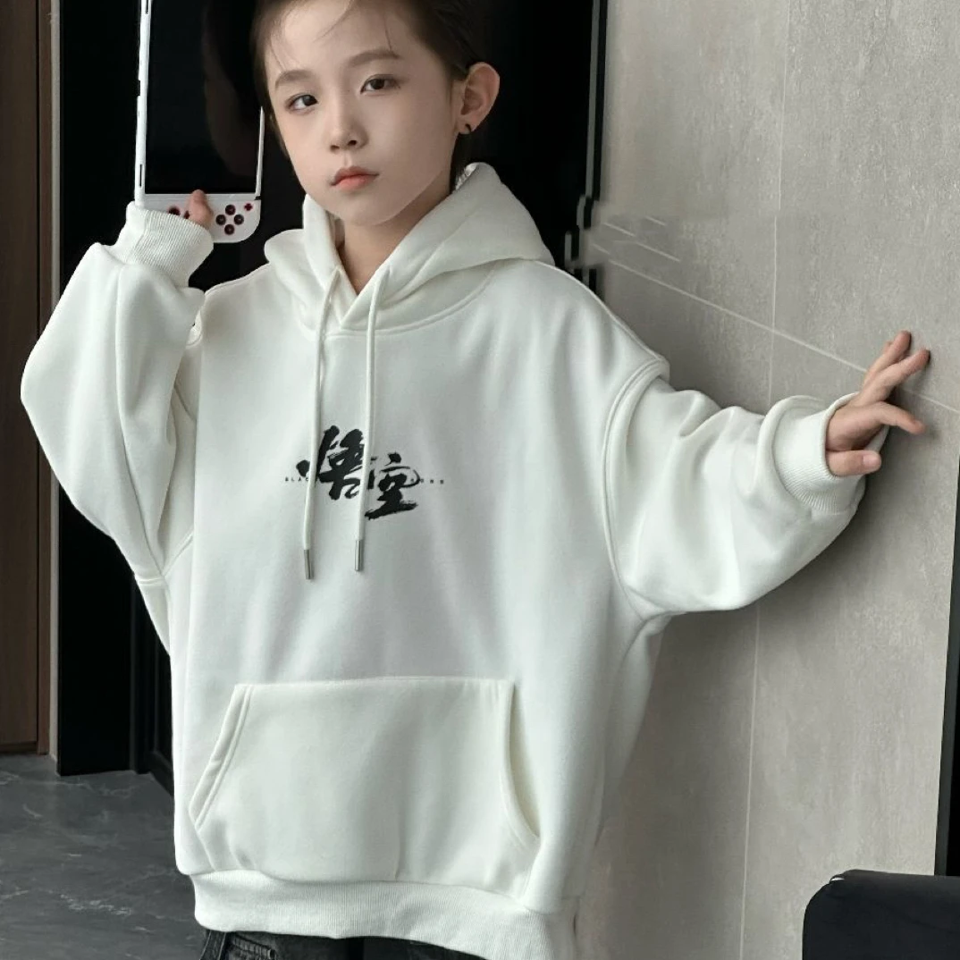 11520高端潮流时尚百搭休闲童装时百搭加绒卫衣A10-4-1/白B6-4-1