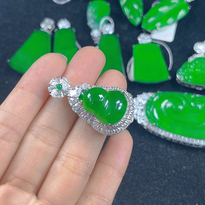 翡翠银S925镶嵌吊坠(不含链)