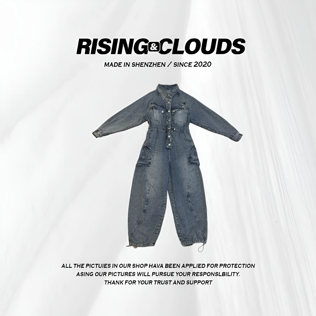 RISING&CLOUDS【小云姐】舒适百搭时尚牛仔连体裤020277