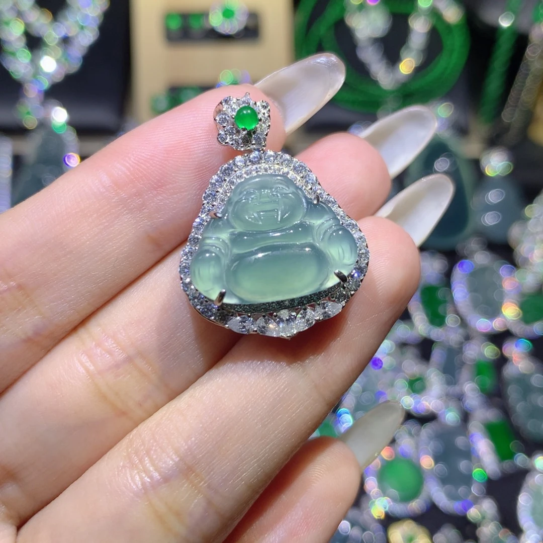 翡翠银S925镶嵌吊坠(赠链)