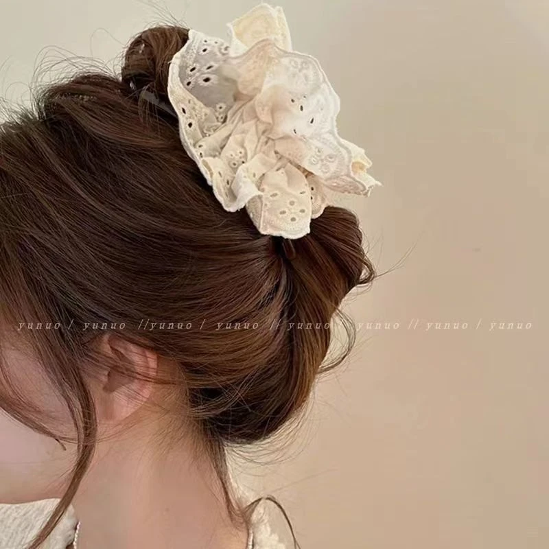 网红蕾丝花边抓夹大号鲨鱼夹2025新款高级感发夹气质后脑勺发饰