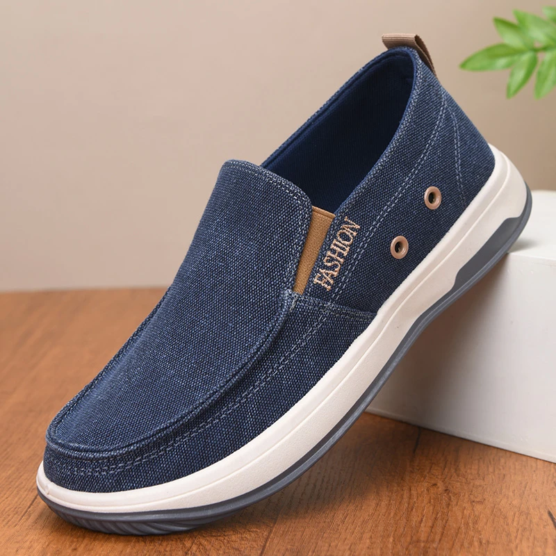 老北京布鞋男鞋2025春季男士高档帆布鞋软底透气一脚蹬爸爸休闲鞋