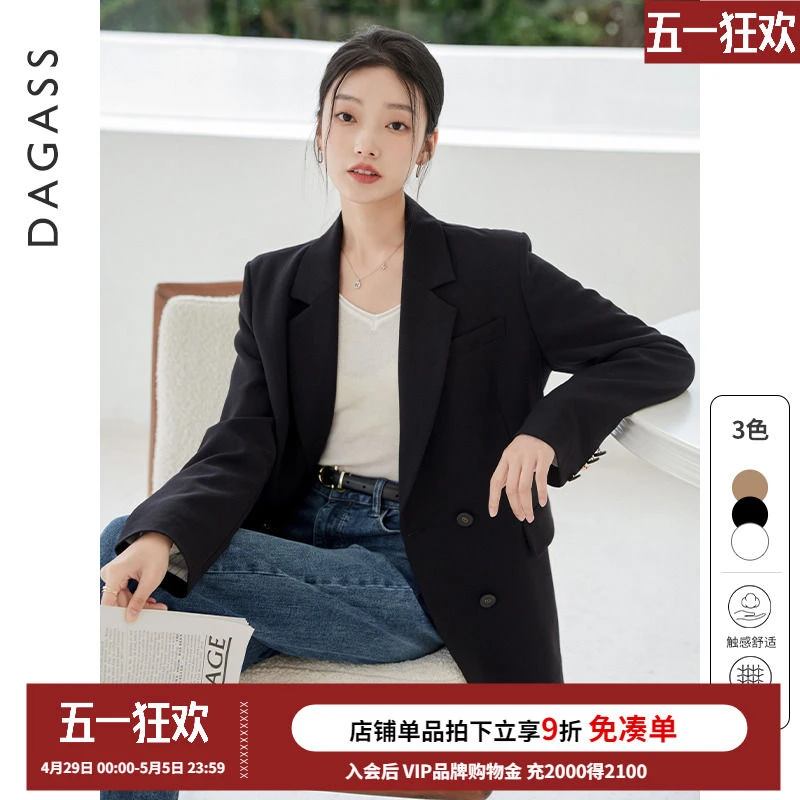 黑色西装外套女2023新款职场通勤穿搭职业面试小个子工装小西服