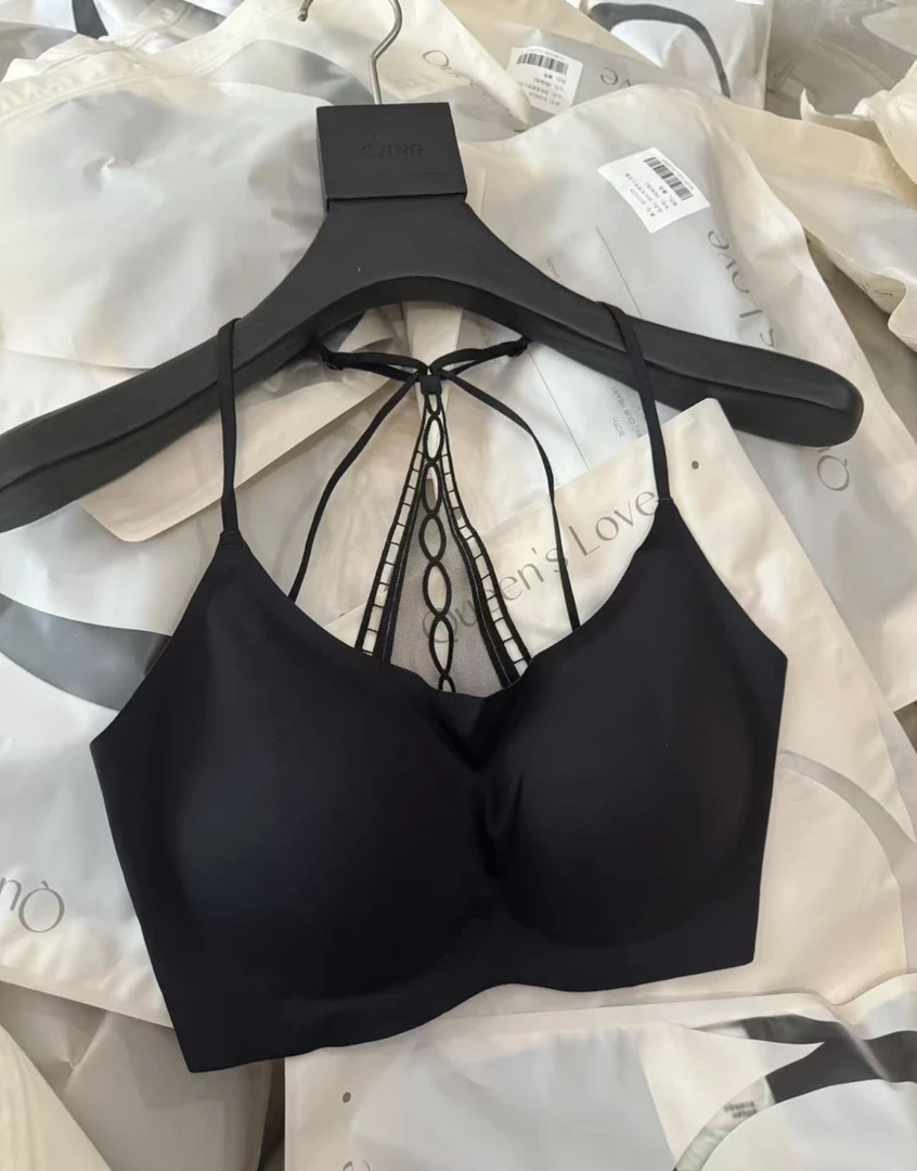 《一辈子爱》JING时尚5229美背拼蕾丝吊带肤感连体三角杯美背