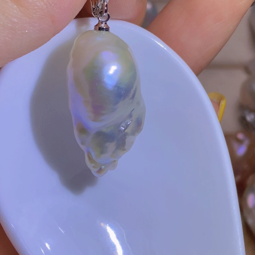 银S925镶嵌淡水珍珠天然淡水珍珠无染色无优化