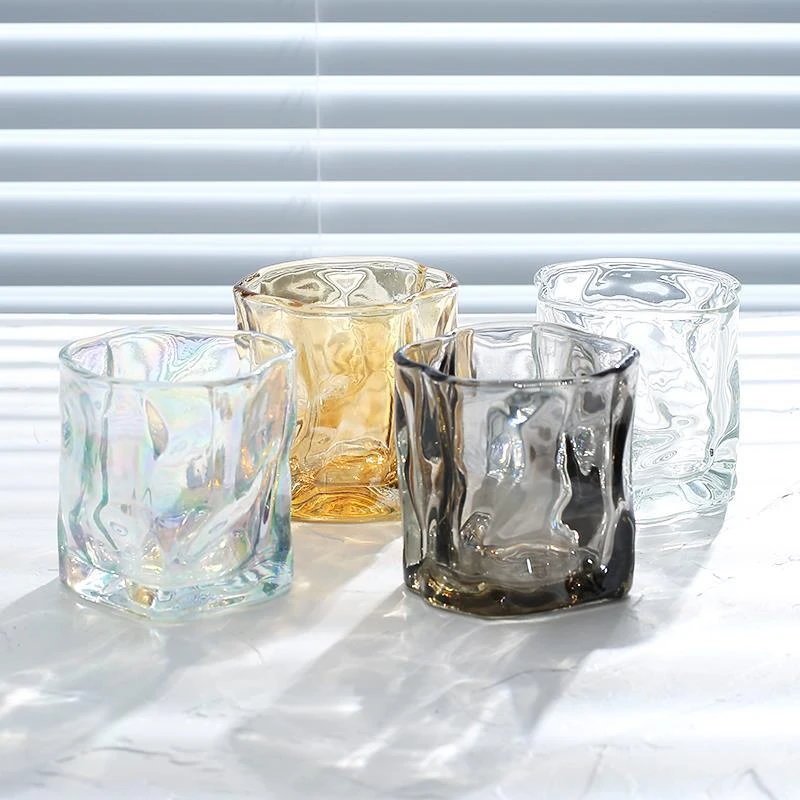 【夏日特惠】2只装扭扭杯威士忌酒杯玻璃杯家用水杯洋酒杯ins杯子
