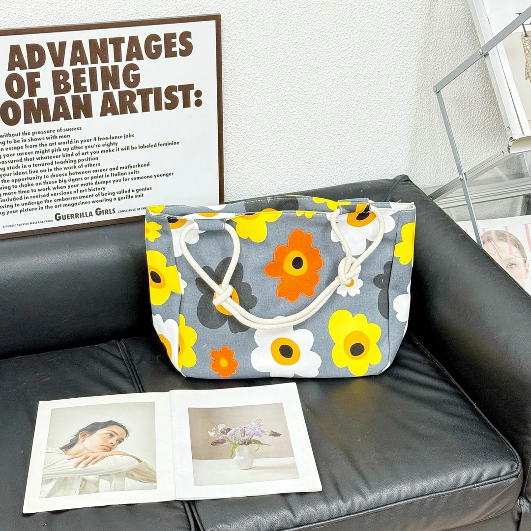 帆布花海里捞到的手提包花花背包手提包挎包颜色随机