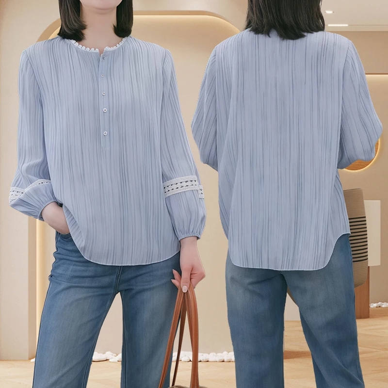 刺绣衬衫女爆款2025欧若风花边镂空洋气衬衫穿搭显瘦洋气衣服女