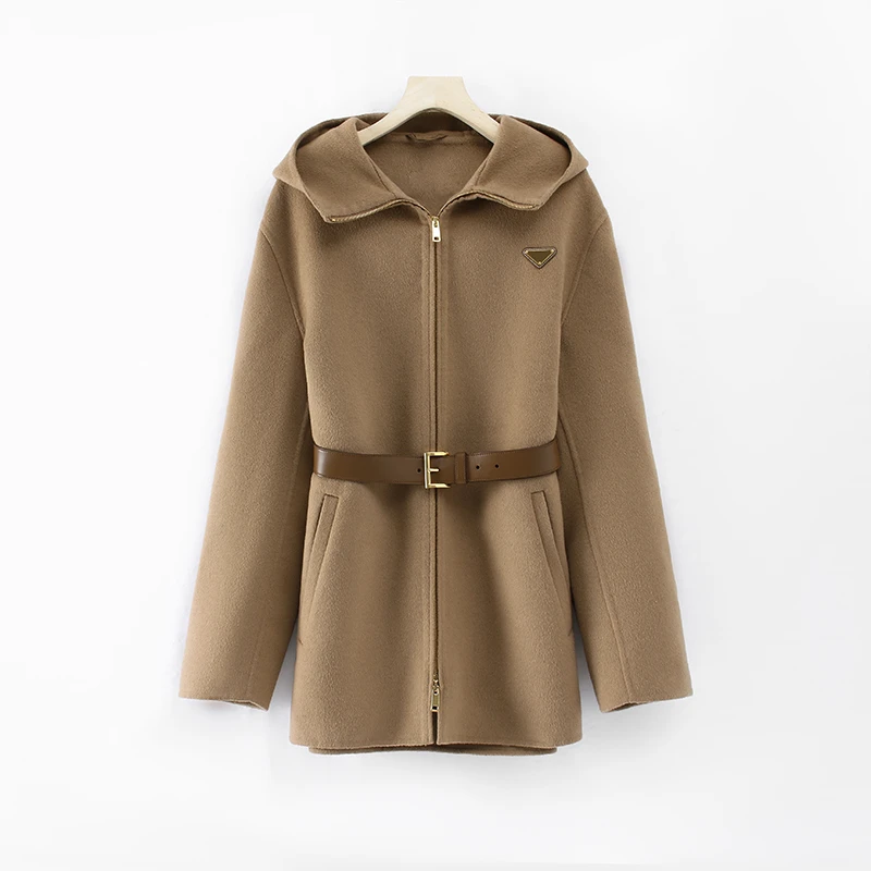 时尚百搭气质短款女士宽松双面呢翻领秋冬毛呢外套88317