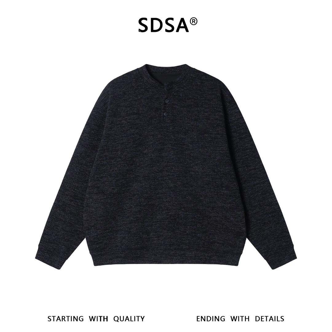 SDSA男士秋冬新款痞帅男装潮牌扎染半纽扣圆领卫衣百搭时尚上衣