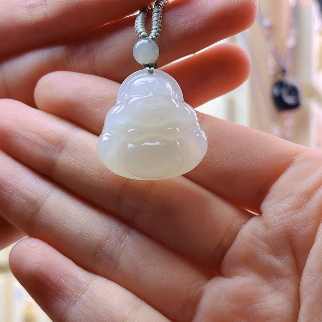 小***>和田玉银S925镀金镶嵌吊坠(赠链)