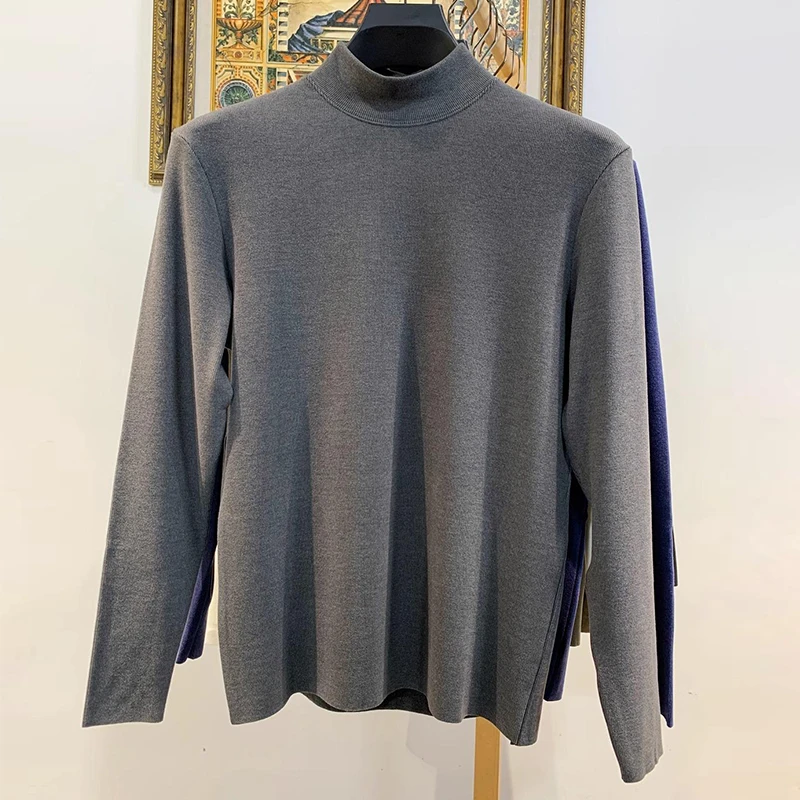 仓石一树半高领加绒双面德绒打底衫男款秋冬季保暖加厚百搭长袖t