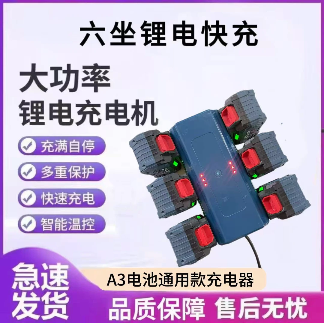 【智能温控】适用大-艺A3款1拖6电池快速充电器