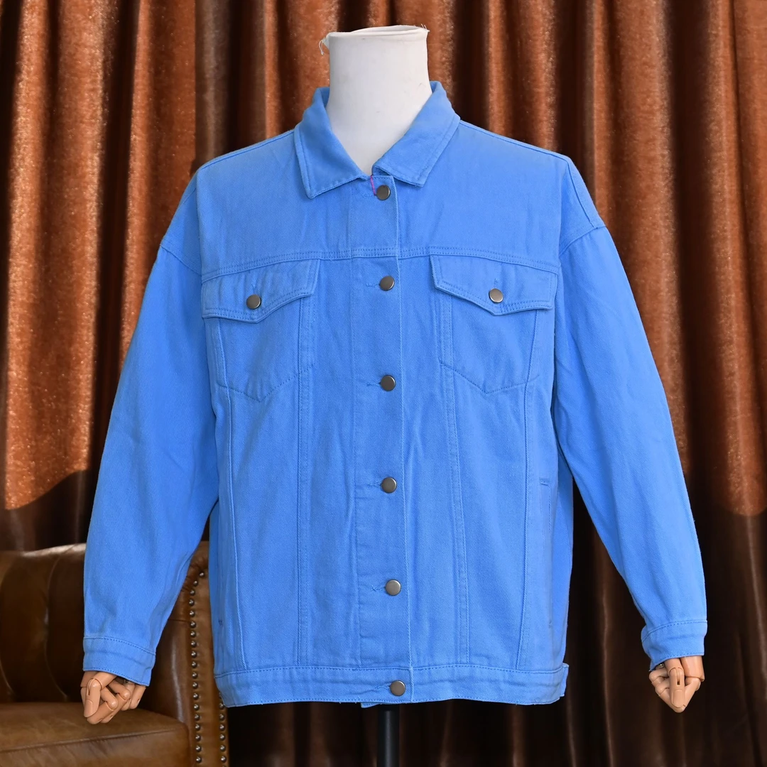 28020-宽松潮流牛仔外套春秋时尚长袖翻领休闲夹克薄款男士浅色