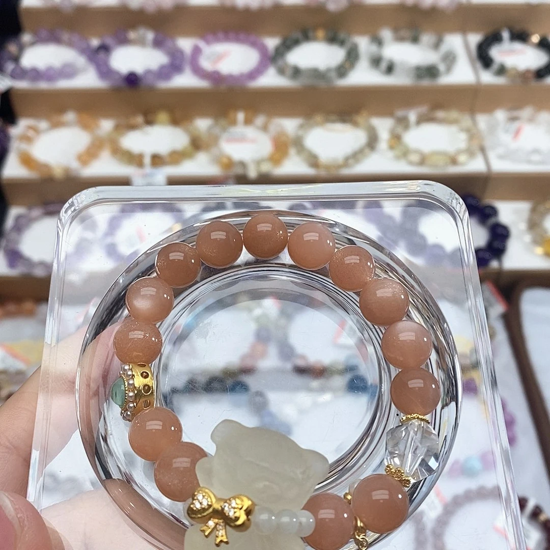 吃***醋银S925镶嵌手链烟晶橙月光10