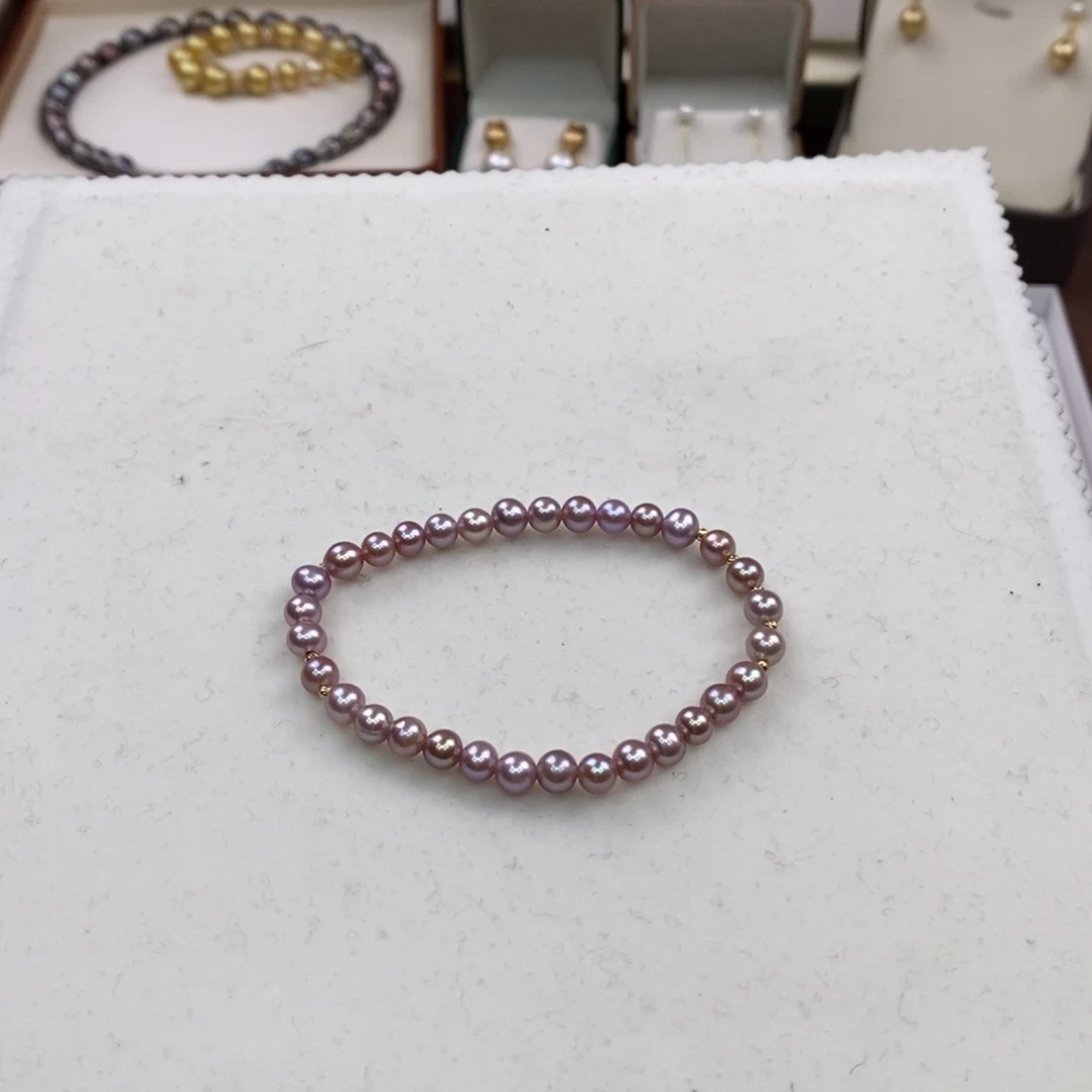 18K金镶嵌手链淡水珍珠