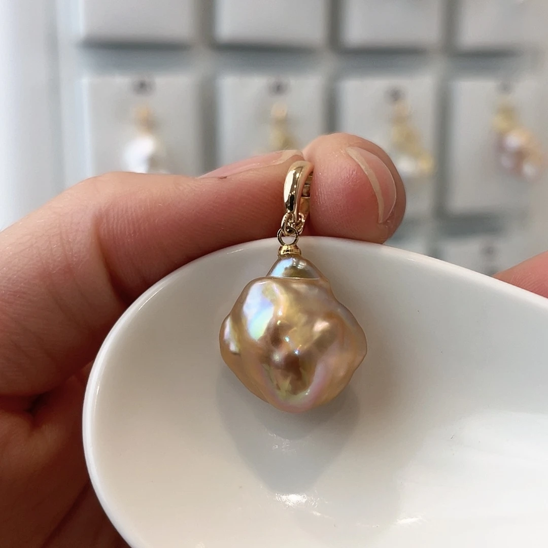 淡水珍珠天然珍珠巴洛克银S925镶嵌