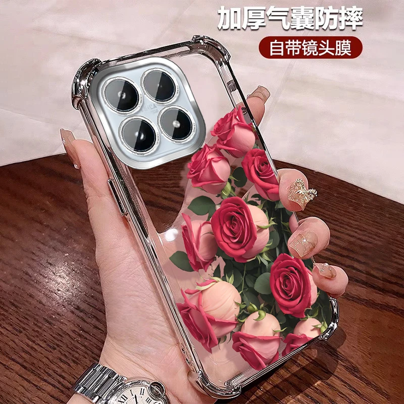 高颜值玫瑰适用小米17promax手机壳四角防摔mi17全包带镜头膜女士