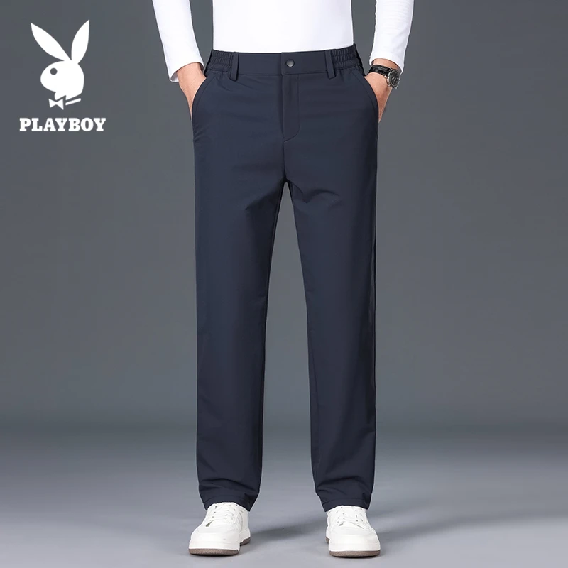 花花公子商务西裤男士秋季新款弹力抗皱宽松直筒男款垂顺西装裤子