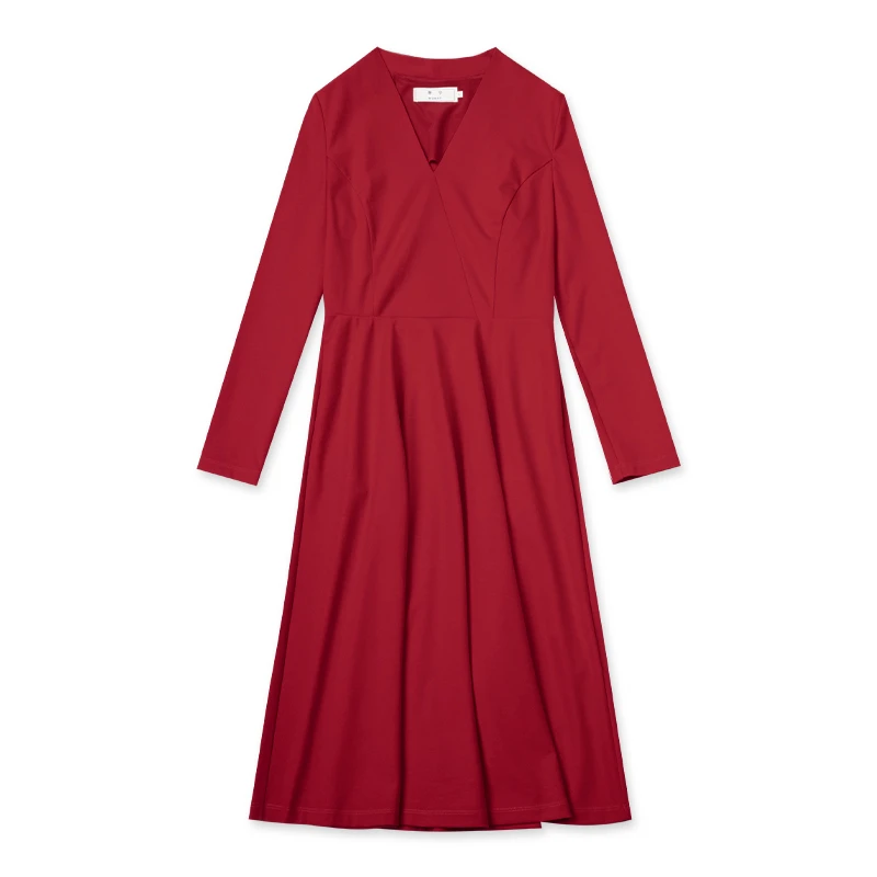 物兮ZZH气质V领长款连衣裙LYQ12