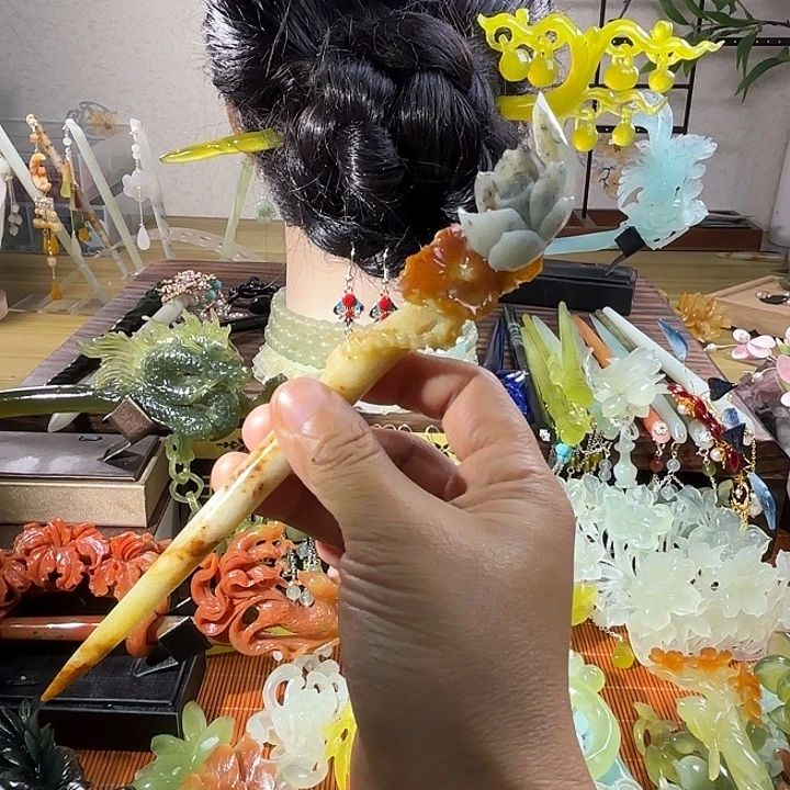 蛇纹石玉合金发饰