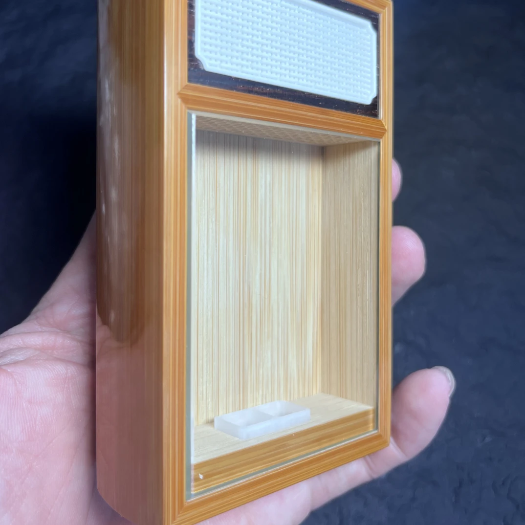 曹自康后背老玉竹天然樱木牛骨材质竹林金钟盒