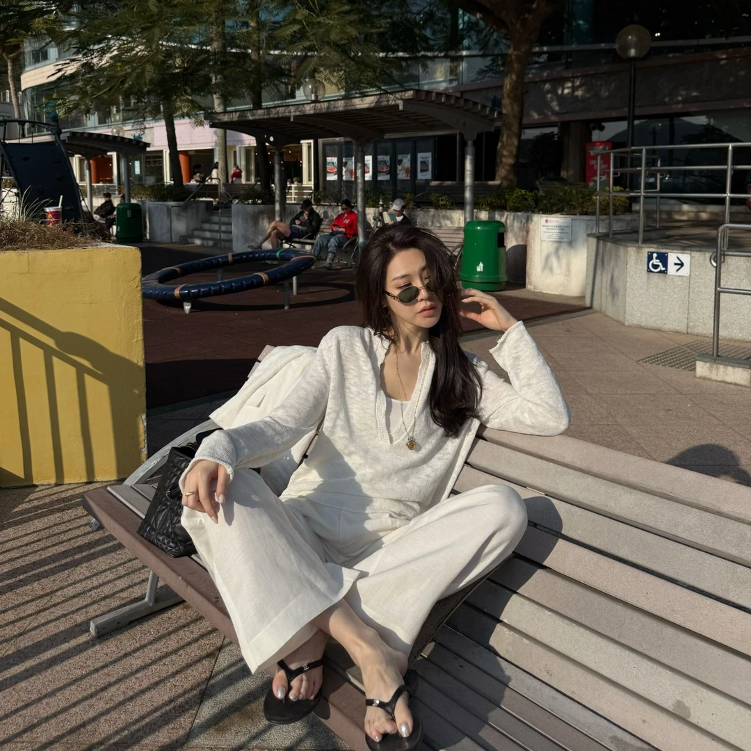 王嬛嬛MsLime25年’白沙‘春季进口棉舒适休闲打底T恤 HD2A0172