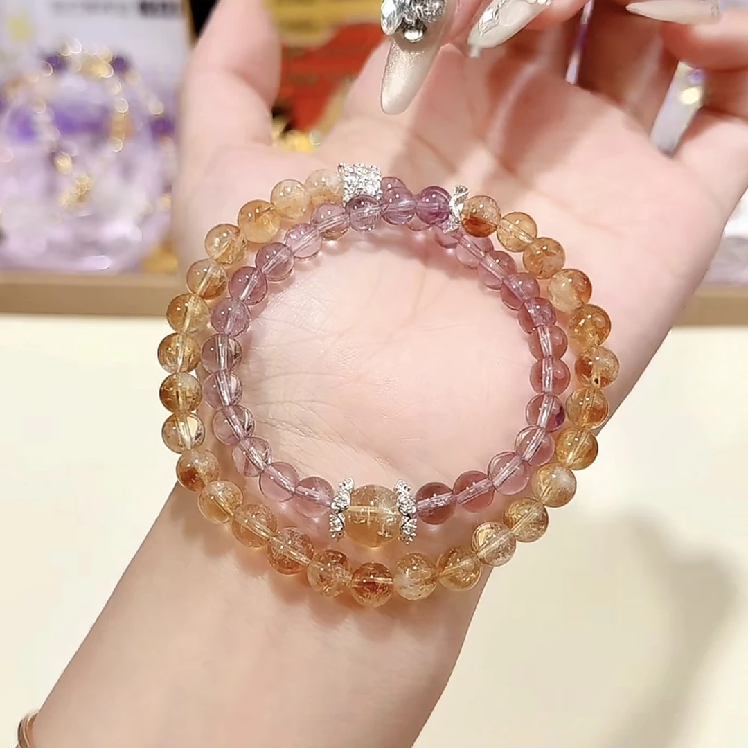【星云】黄塔晶玻利维亚紫水晶手链手串多样性发