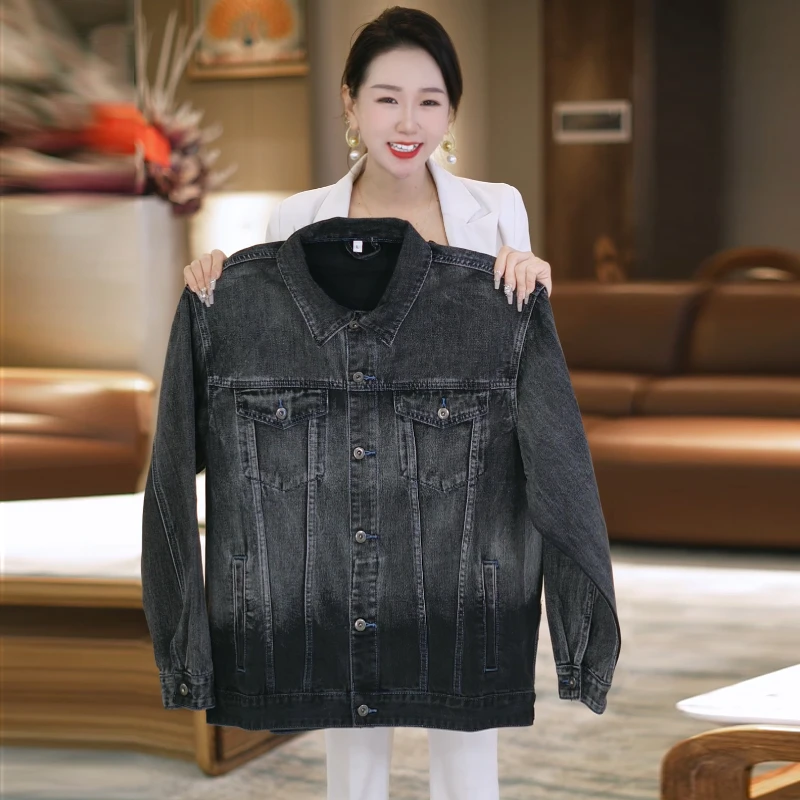 美式复古男士牛仔外套男款春秋季翻领夹克高端牛仔衣潮牌