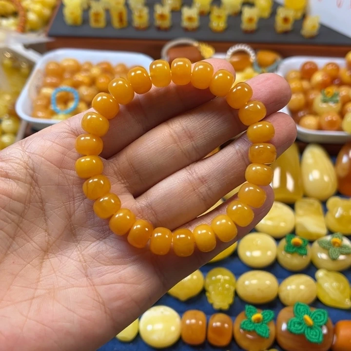 琥珀未镶嵌裸石卡9加老蜡手串精工微瑕