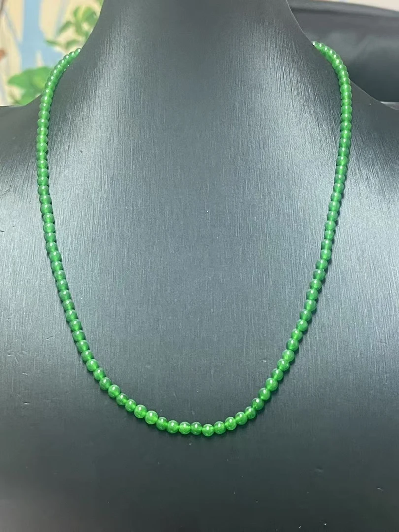 翠绿色4.5mm项链气质时尚
