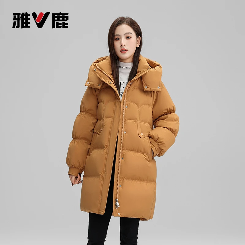 雅鹿J冬季加厚户外时尚休闲宽松外套保暖女款女士防风羽绒服HD