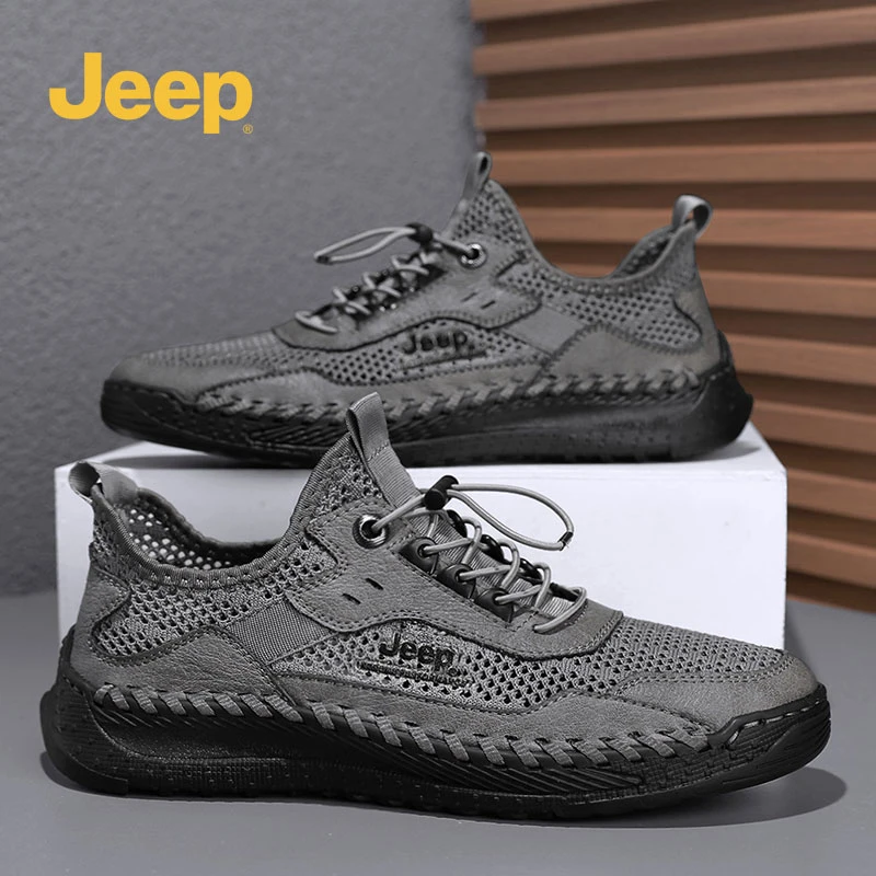 Jeep吉普男士网面溯溪鞋2025新款户外徒步涉水网眼透气速干休闲鞋