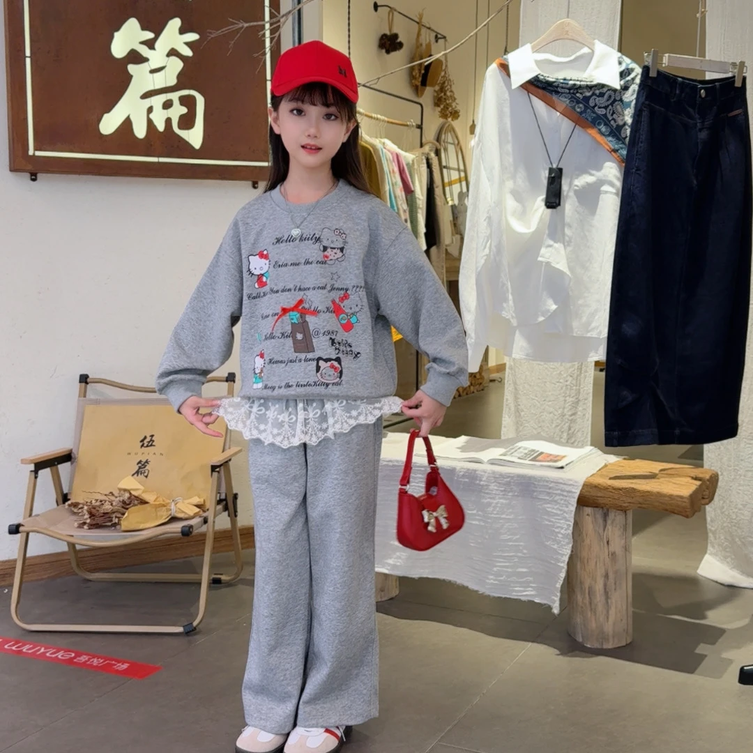 2025新款卡通动漫字母套装秋季女童洋气宽松运动休闲韩版