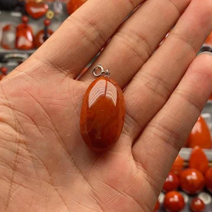 南红玛瑙银S925镶嵌吊坠(不含链)向****a