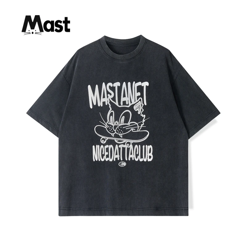 Mast『炒盐喷马骝工艺』2025年夏青少年男女宽松圆领短袖T恤卡通26