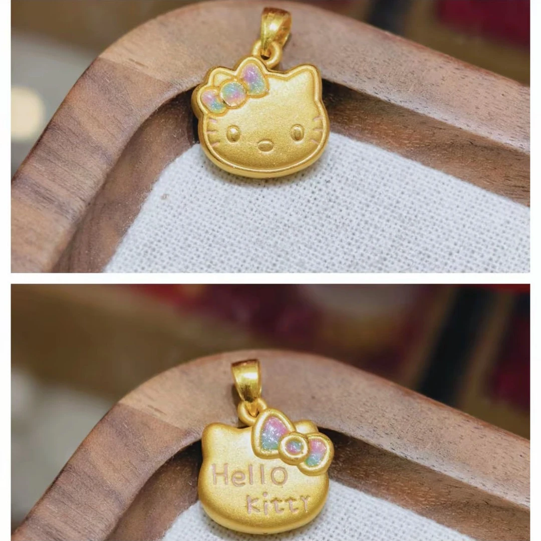 Hellokitty玉桂狗库洛米吊坠凯蒂kt猫足金999黄金送女友水贝按克s